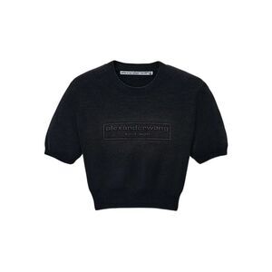 Alexander Wang Women Cotton-Blend Chenille Cropped Pullover With Logo